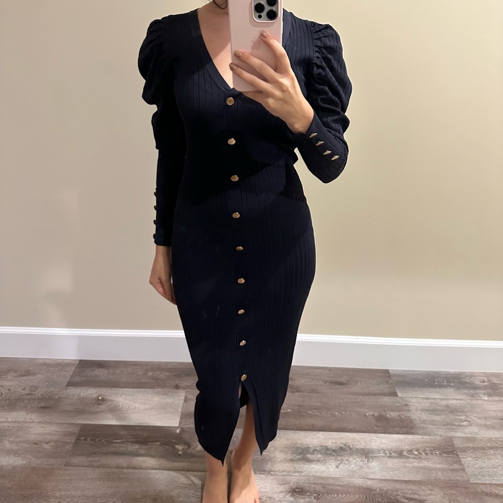 Zara Long Cotton Blue Dress